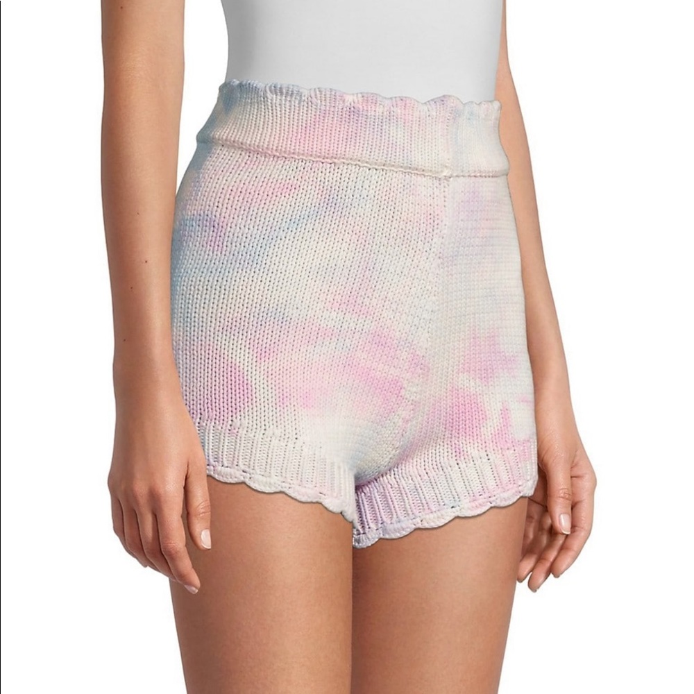 🎀 Karrisa Tie Dye Knit Scallop Shorts, Size L, Pink, White & Blue - Picture 13 of 17